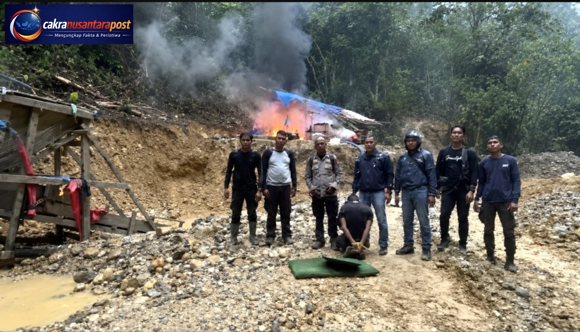 Polsek Kampar Kiri Bongkar Dugaan PETI di Tanjung Permai, Operator Ekskavator Diamankan