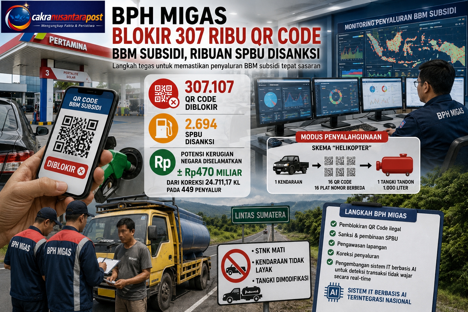 BPH Migas Blokir 307 Ribu QR Code BBM Subsidi, Ribuan SPBU Kena Sanksi