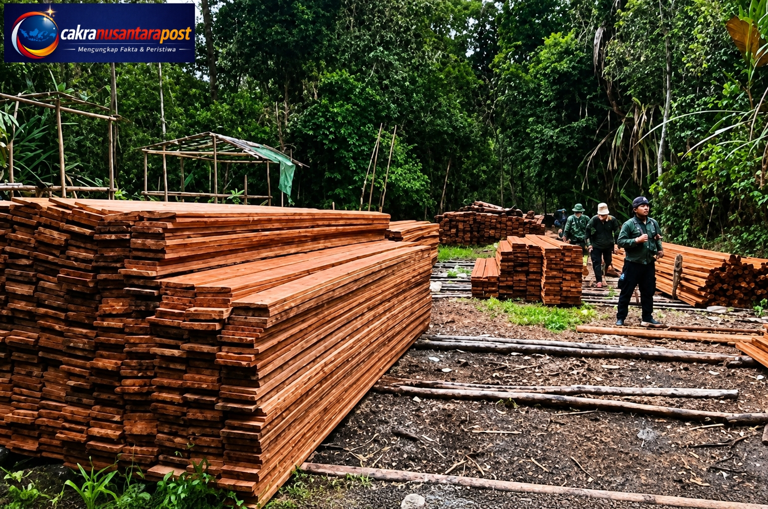 Kayu Olahan Menumpuk di Tengah Kawasan Hutan, Enam Orang Jadi Tersangka